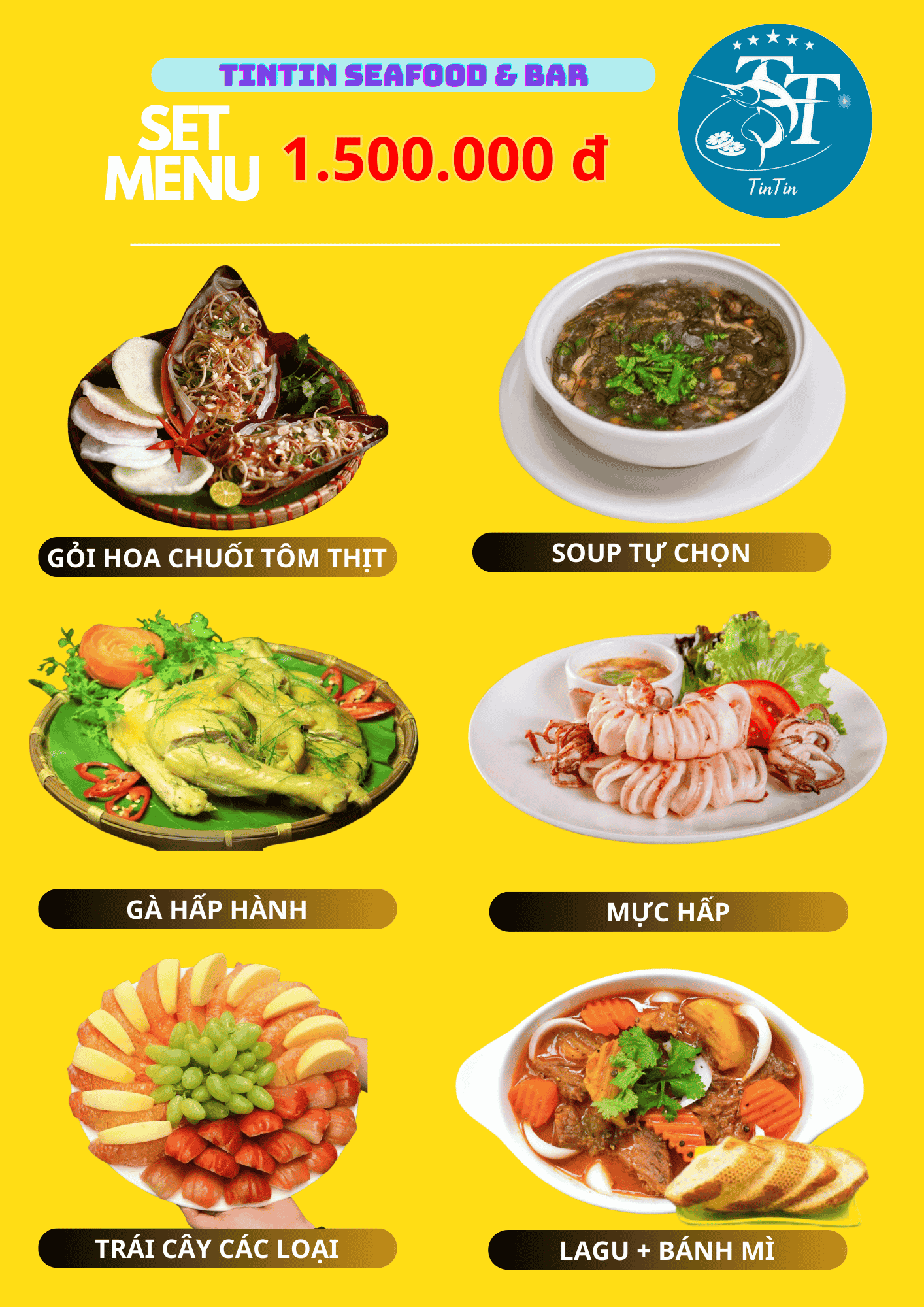 menu tiệc tintin 1tr5