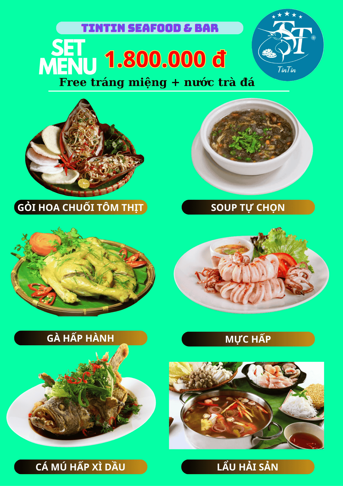 menu tiệc tintin 1tr8